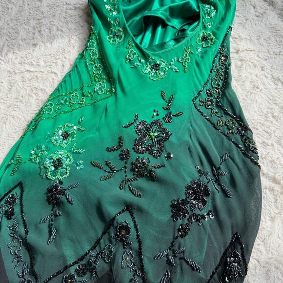 Sue Wong Wicked Elphaba wedding dress formal gown beaded witch silk green maxi 6 - Picture 7 of 17